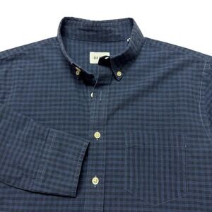Elk Head Shirt Mens Medium Blue Check Button Down Cotton Long Sleeve Casual Work